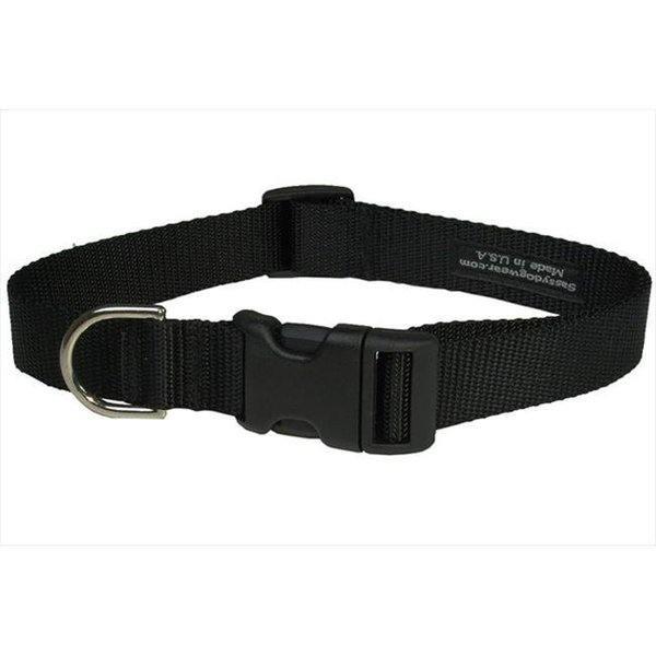 Sassy Dog Wear Sassy Dog Wear SOLID BLACK LG-C Nylon Webbing Dog Collar; Black - Large SOLID BLACK LG-C